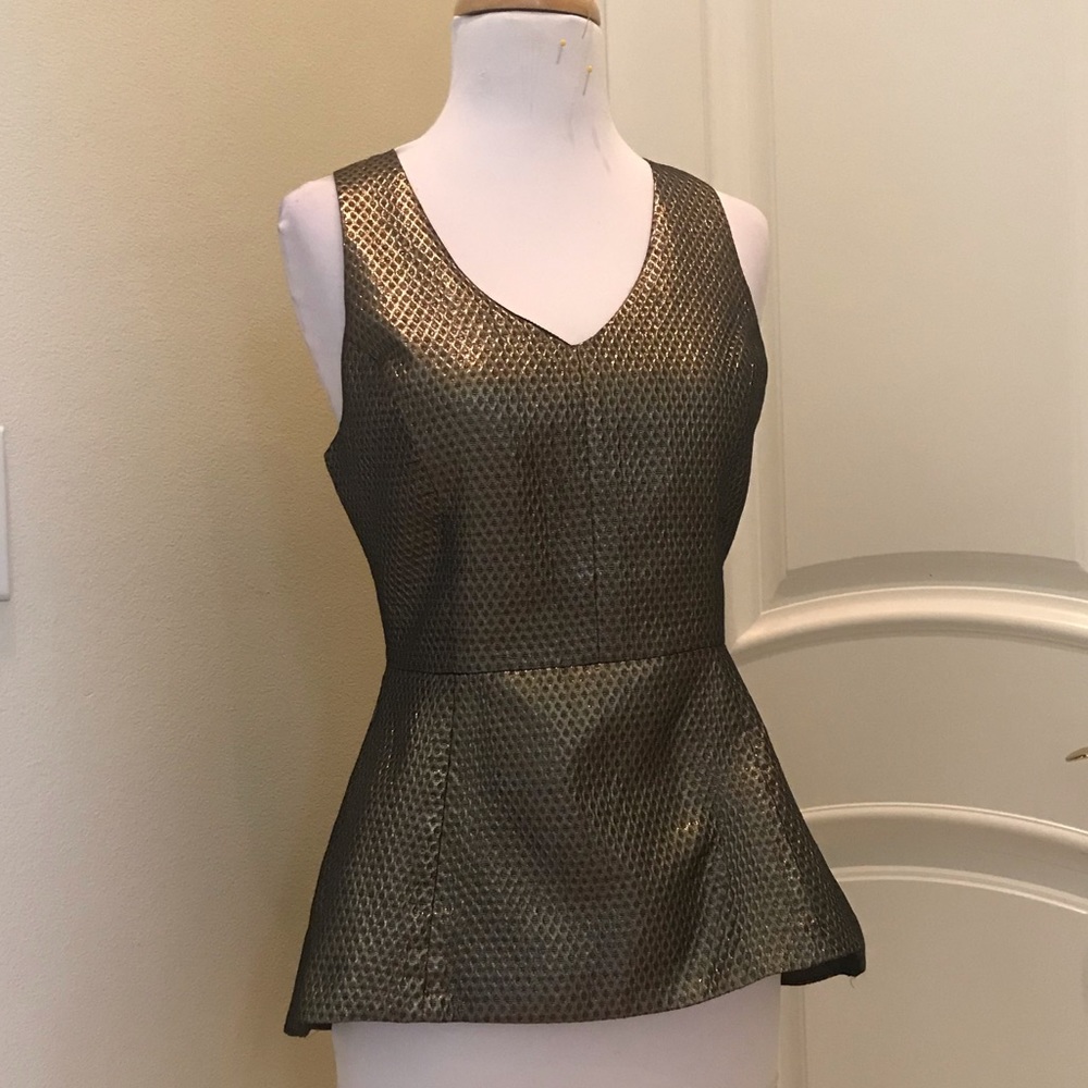 Akira Chicago black label metallic bronze peplum top with zipper racer back